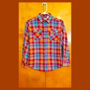 Vintage L.L. Bean Boy’s Kids Button down Cotton Plaid Flannel Shirt